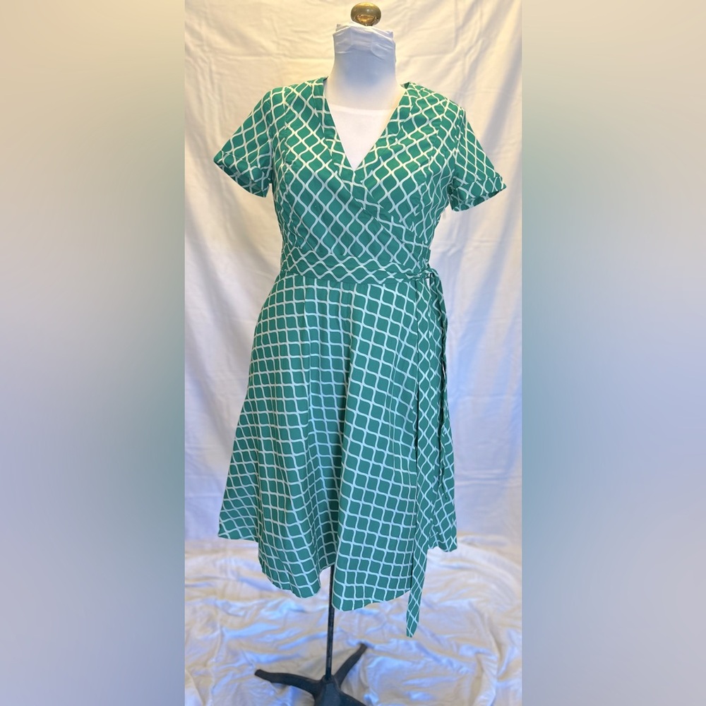Boden Green Fit and Flare Wrap Dress